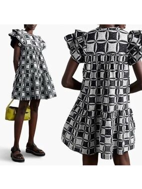 NWT SEA NY Catalina Calico Flutter Sleeve Tunic Dress SZ M Reg. $425